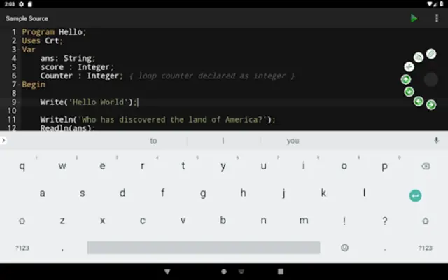 Pascal Programming Compiler android App screenshot 1