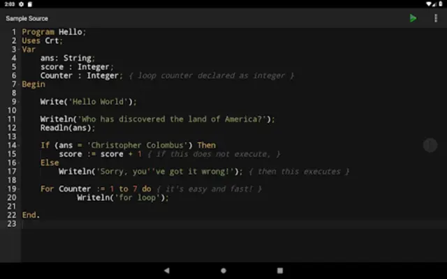 Pascal Programming Compiler android App screenshot 3