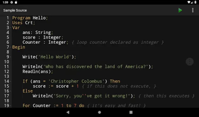 Pascal Programming Compiler android App screenshot 7